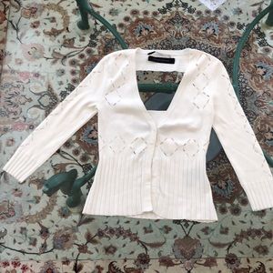 Roland Mouret cream/white cutout cardigan